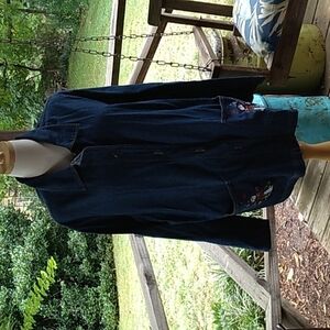 Blair XL snowmen cardinals Christmas Jean denim jacket